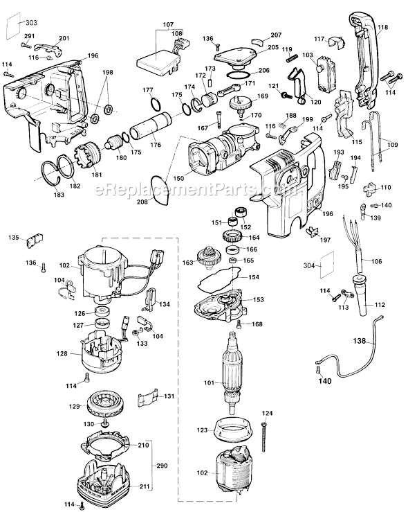 Page B Diagram and Parts List for 5099 Type 100 Black and Decker Hammer Drill
